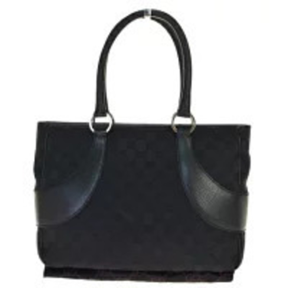 Gucci Shoulder Bag Handbag GG Black Canvas Leather